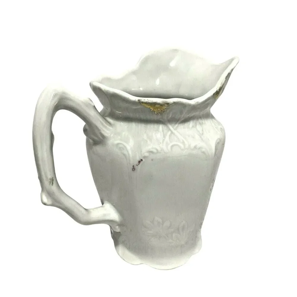 Vintage Creamer Cottage Farmhouse Decor Art Nouveau porcelain pink & red flowers